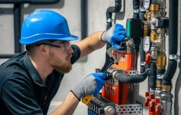 Plumbing contractor inspecting drainage system in Dubai
