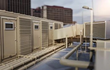 HVAC technician inspecting an air conditioning system in Dubai